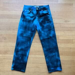 MSGM Designer Denim Tie-Dye Pants - BLUE - Size 28 Waist, 26 Length